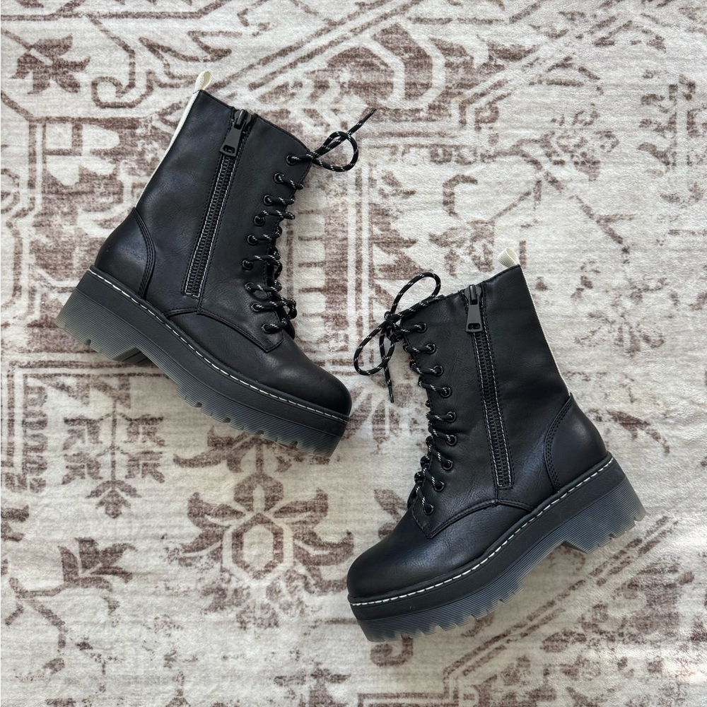 Black Platform Combat Boots